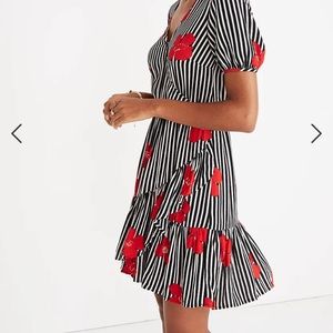 Madewell Candied Orchids Ruffle Wrap Dress
